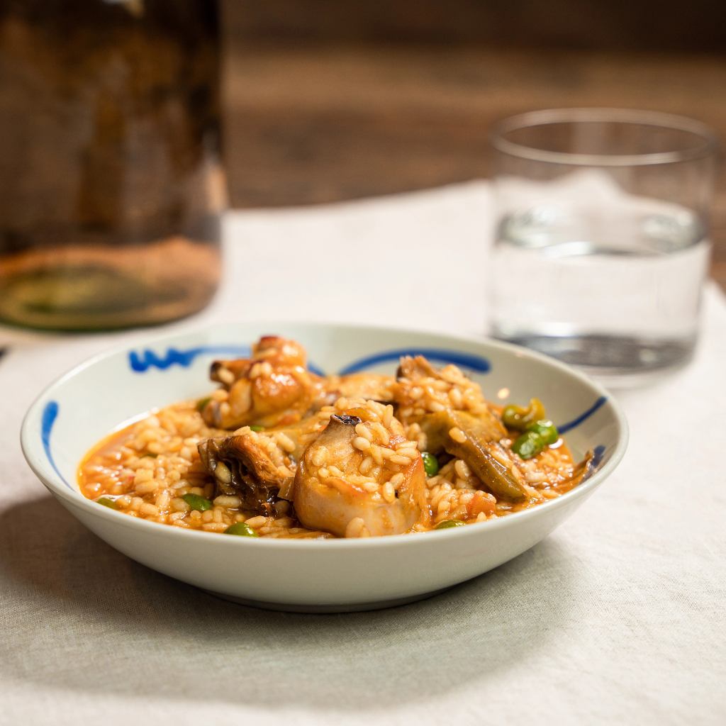 Receta de arroz meloso de carne de conejo