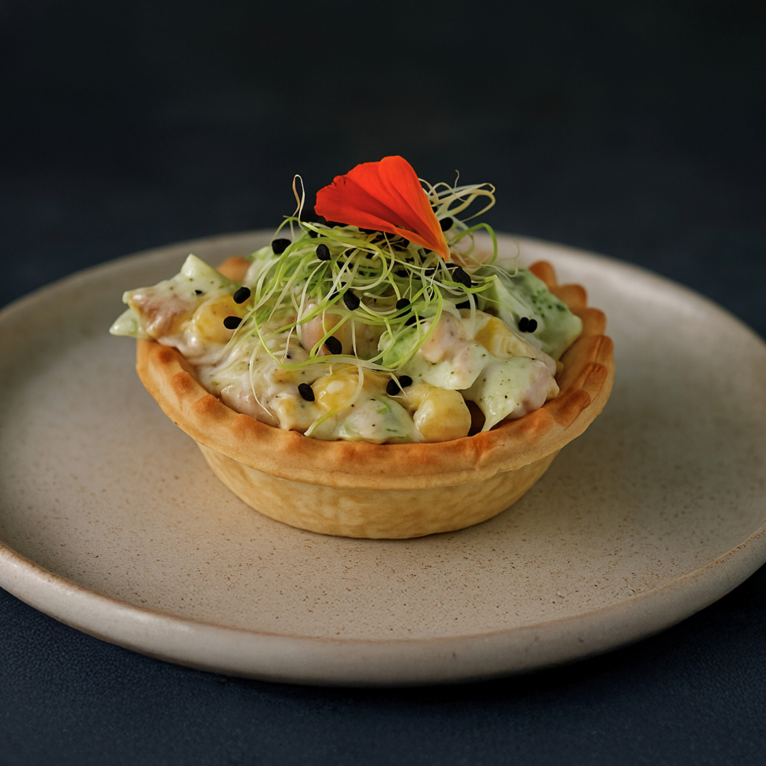 Tartaleta de carne de conejo con piña